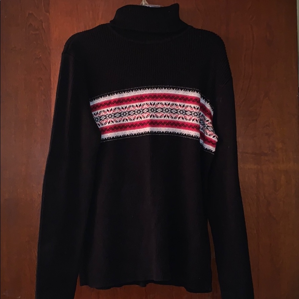 Size large navy turtleneck sweater.